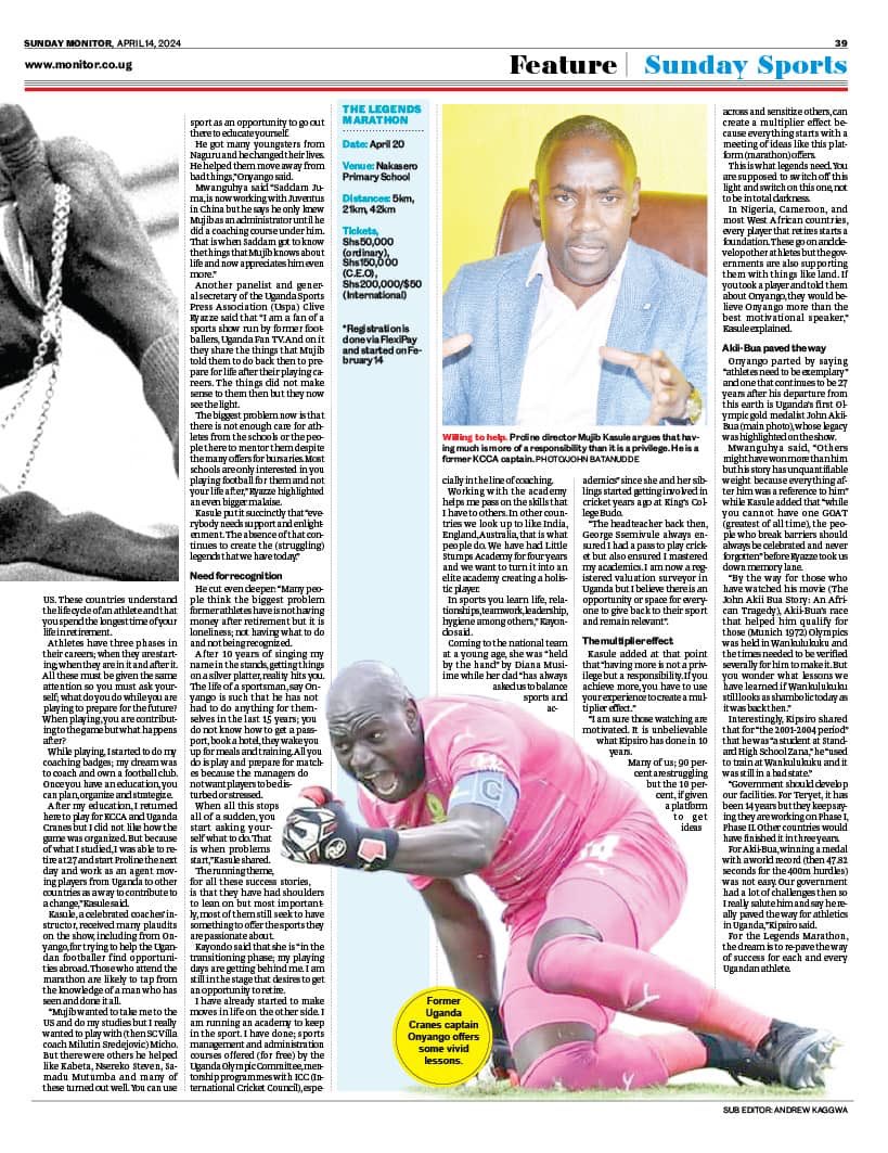 By participating in and promoting events like this, we not only honor our sports legends but also contribute to the broader well-being of our community. Together, we strive for a future where every athlete, past and present, is recognized and supported. 📰 @DailyMonitor