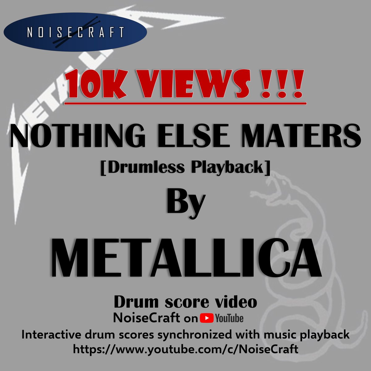 !!! 10,000 views !!! Nothting Else Matters [Drumless Playback] drum score video on NoiseCraft 
youtu.be/MxqcsB4V5QQ 

#metallica #nothingelsematters #blackalbum #larsulrich #NOiSECRAFT #10kviews #drumless #metallicacover #metaldrummer #drummergirl #drums #drumming #drum #metal