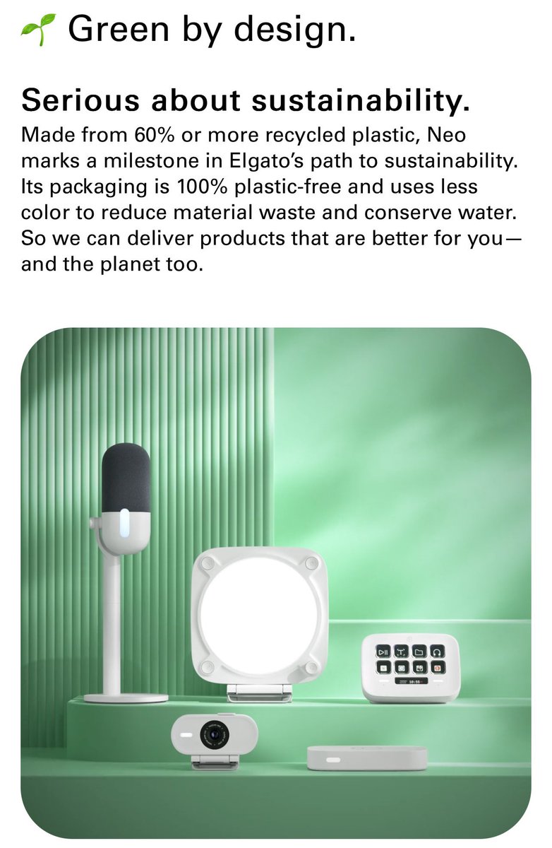 Elgato are not only one of the best companies for producing amazing products for streamers but did you know that the @elgato Neo products are made from 60% or more recycled plastic and the packaging is 100% plastic free? The future is green and Elgato are at the front leading…