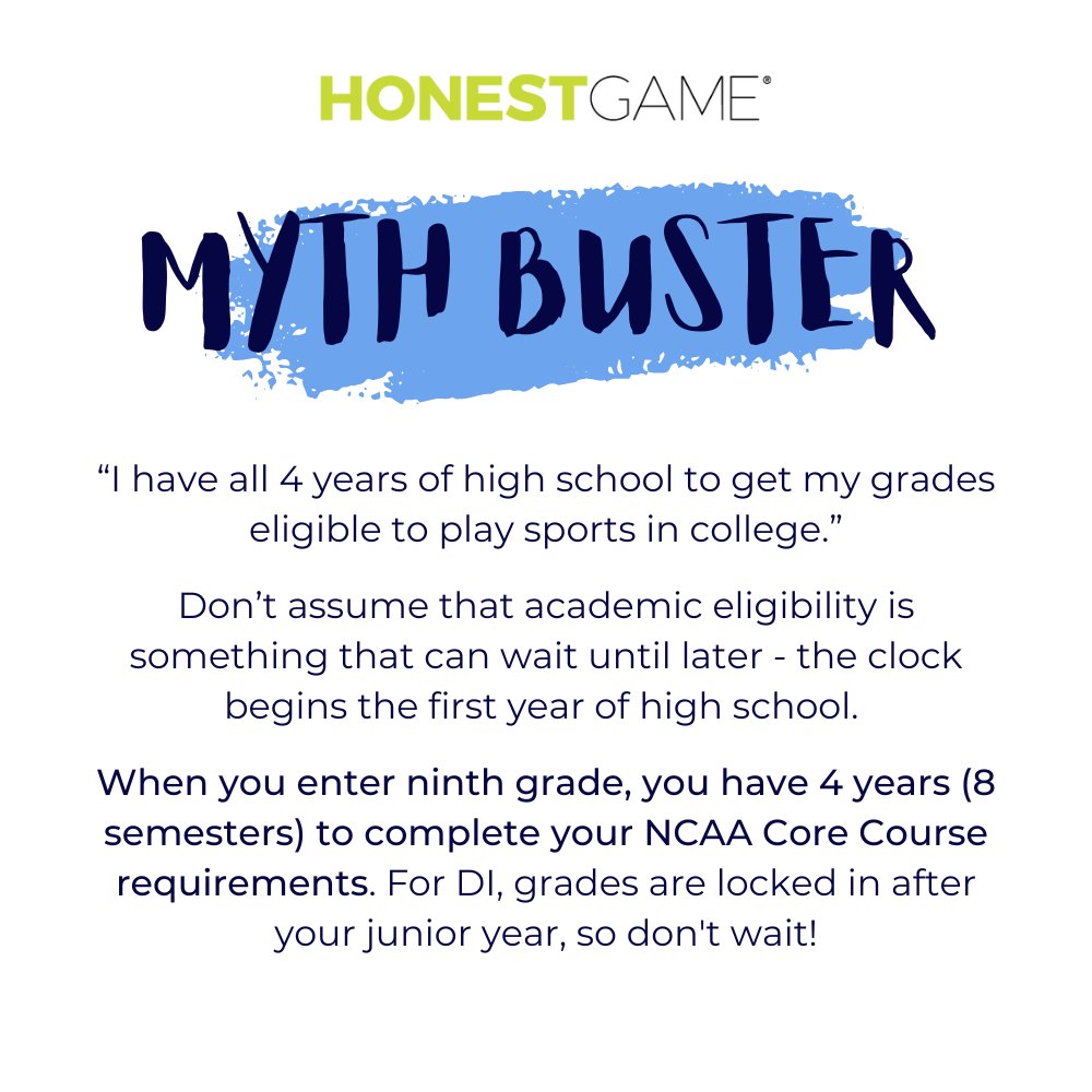 ⏰ Don't wait until it's too late to get your grades eligible for college sports! By taking charge of your academic plans now, you can ensure access to future college opportunities!