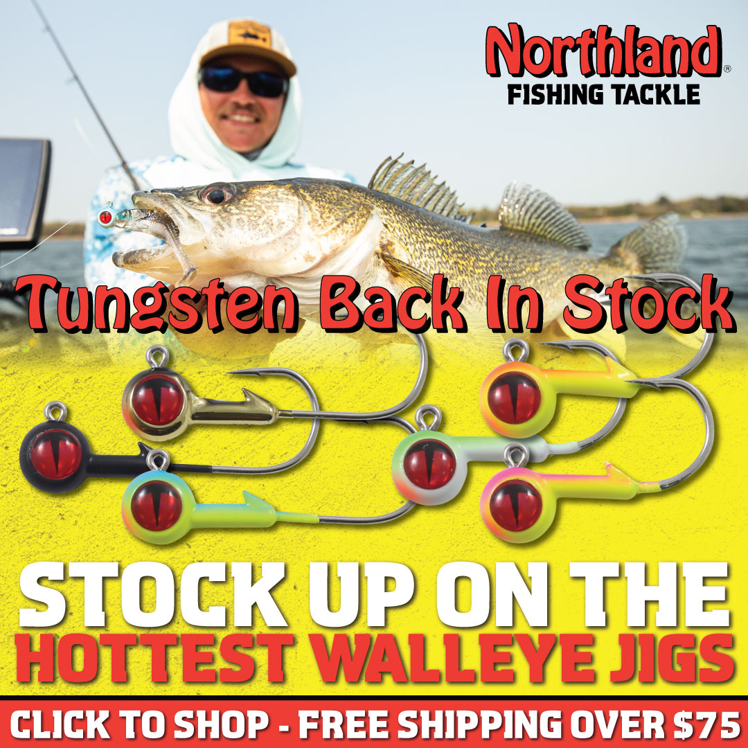 Tungsten Jigs — Back in Stock! 👊👀 #TeamNorthlandTackle Stock Up On the Hottest Walleye Jigs! 🔥 #WeAreWalleye shop.northlandtackle.com/tungsten-and-e…