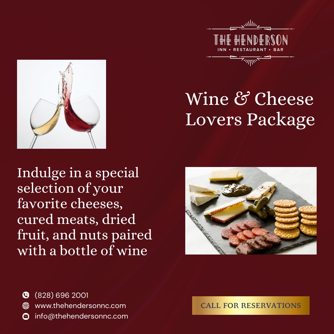 Treat yourself to a gourmet experience - book our Wine & Cheese Lovers Package today!

🌐thehendersonnc.com
📞828-696-2001

#TheHendersonInn #BedAndBreakfast #DiningExperience #NCBedAndBreakfast #HendersonvilleNC #BnB #BreakfastGoals #SundayBrunch #WeekendGetaway