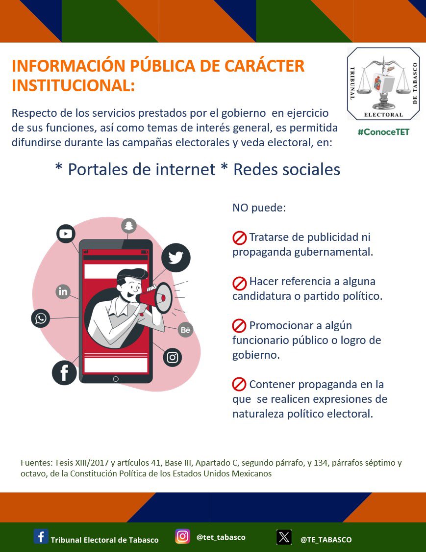 #ConoceTET || Conoce toda la información pública de carácter institucional en portales de internet y redes sociales.