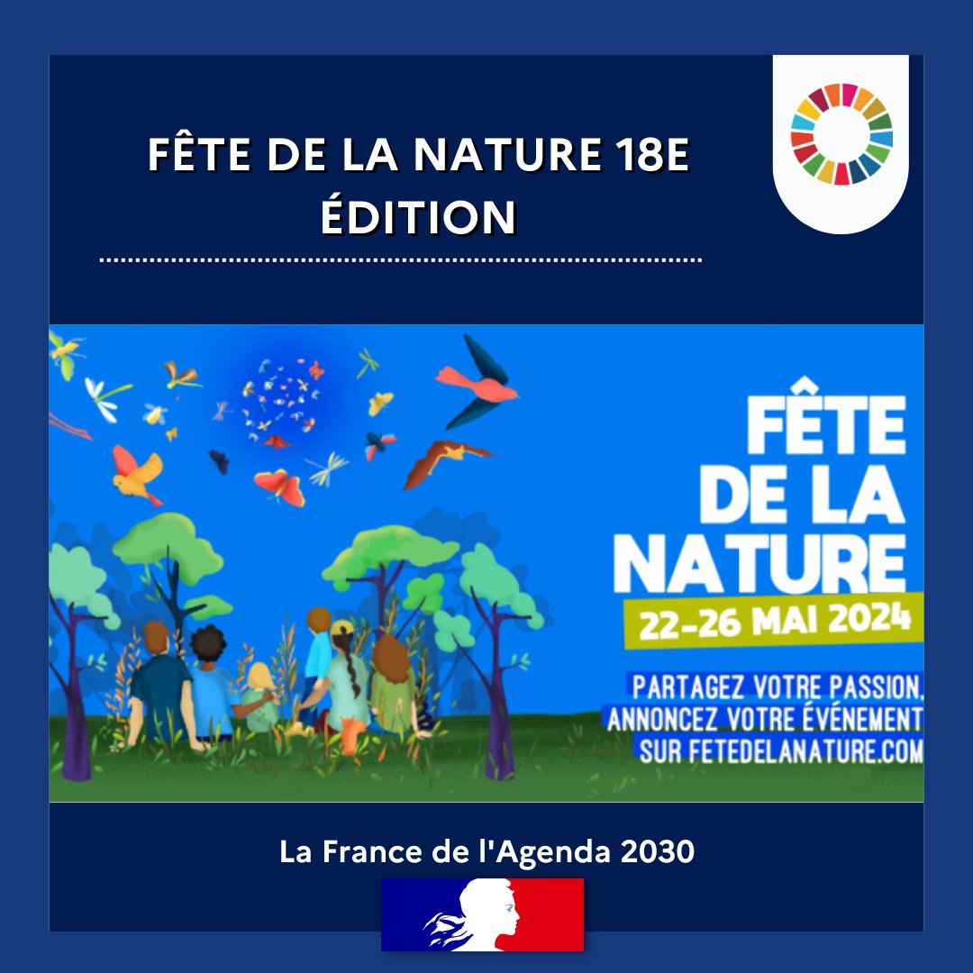[#Agenda2030🎈] 🌿La 18e édition de la Fête de la Nature se déroulera du 22 au 26 mai, pour célébrer la diversité de la nature ! 📢Des milliers de manifestations sensibiliseront le public à la préservation de notre environnement. 🧐Plus d'infos➡️agenda-2030.fr/a-la-une/actua…