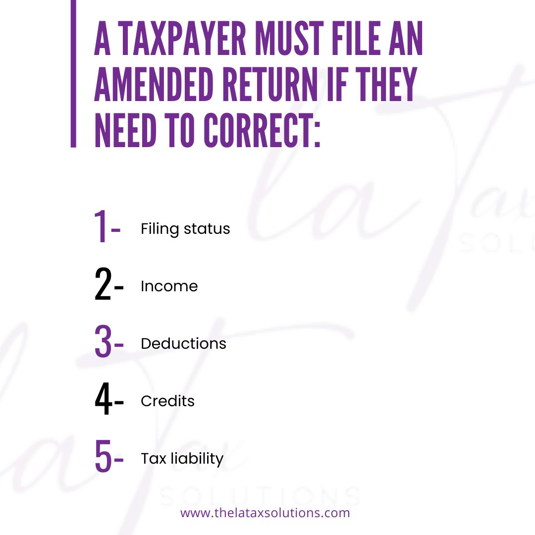 Remember to file an amended tax return if you spot any errors in your filing status, income, deductions, credits, or tax liability. 💡

Contact us for help with your amended return!

#TaxTips #AmendedReturn #TaxCorrection #TaxRefund #TaxReturn #TaxProfessionals #TaxHelp