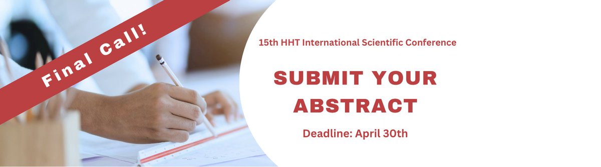 🚨 The abstract submission deadline for the 15th HHT SciCon is tomorrow! Don't wait until it's too late. Submit your abstract today and make your mark in HHT research! 🔍ow.ly/rKLH50ReyTt