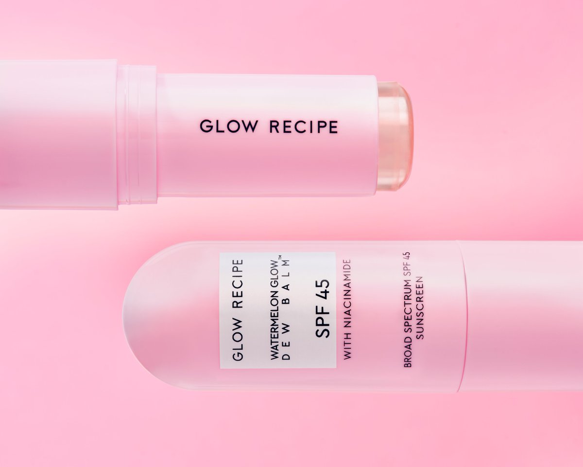 Ready to glow & go? Meet your skin's new bff: Watermelon Glow Dew Balm SPF 45 w/ Niacinamide ✨Applying SPF has never been easier (or dewier!) Available today! All glowrecipe.com purchases $65+ get a free Pink Mesh Zip, Pink Hair Clips & Dew Drops deluxe sample thru 5/2!