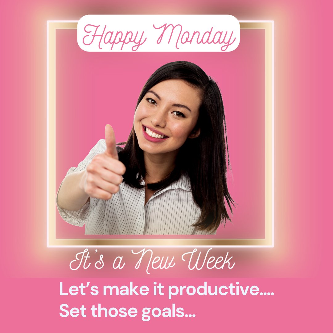 New week, fresh start! 🌟 Let's embrace Monday with enthusiasm and determination.
Let's set our goals, crush them, and make this week amazing! 💪  #NewWeekNewGoals #PositiveVibes #Virtualassistant #AdminSupport #VirtualOffice #Virtualassistantservices #RemoteWork