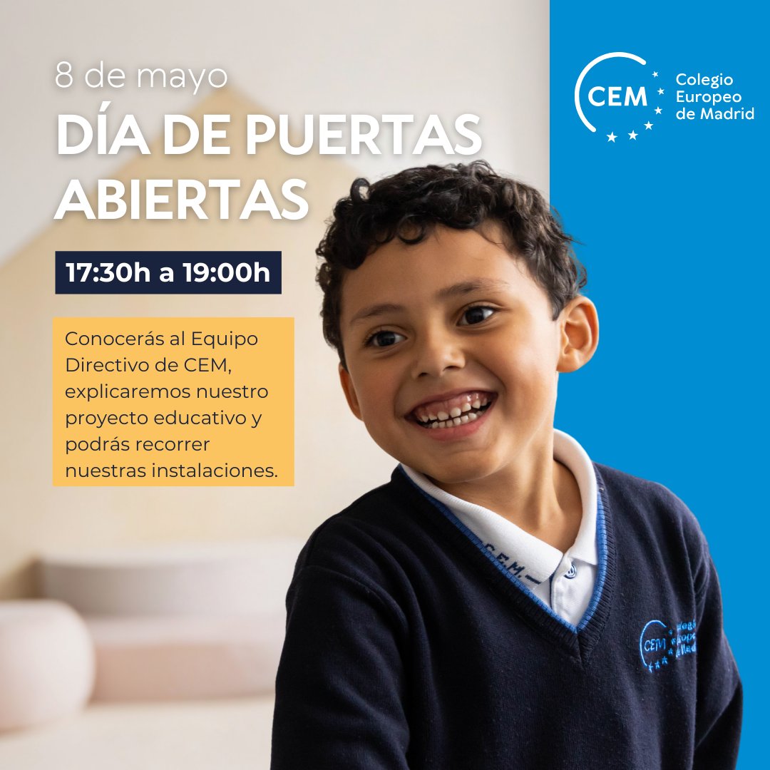 ✨📚 Tu hijo/a aprenderá a superar desafíos, ser líder y abrazar un mundo lleno de oportunidades.

Visítanos en nuestra próxima Jornada de Puertas Abiertas. 📲colegioeuropeodemadrid.com/jornadas-de-pu…

#CEM #LasRozas #ColegioMultilingüe #InnovaciónEducativa
