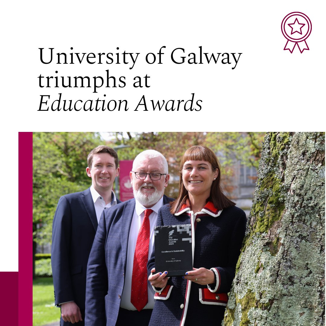 University of Galway has triumphed at the 2024 Education Awards and Graduate Recruitment Awards with successes in sustainability and career guidance support for students. Read more: ow.ly/pCA850RqM03