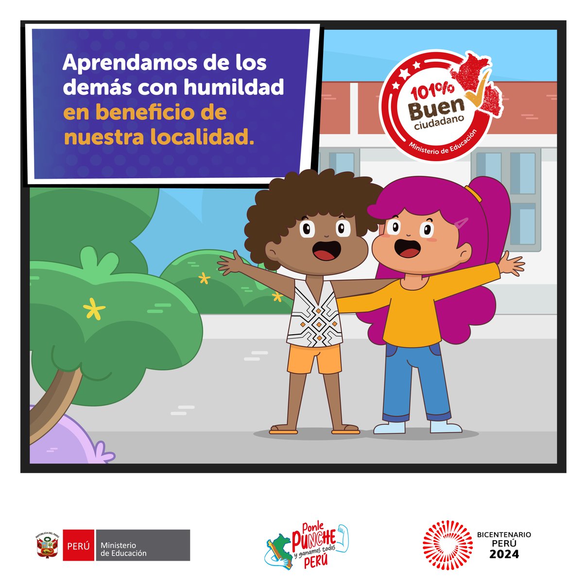 Compartimos la campaña #101BuenCiudadano de @MineduPeru Ser humildes en nuestros aprendizajes cotidianos implica reconocer que no lo sabemos todo y que estamos dispuestos a escuchar, observar y aprender de los demás. ¡Aprovechemos esta oportunidad! +info: buenciudadano.minedu.gob.pe