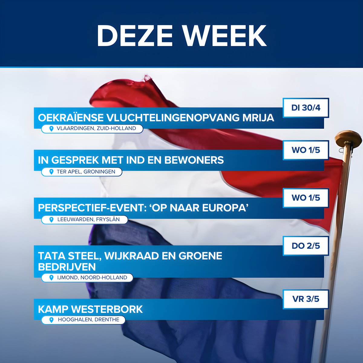 DEZE WEEK in Nederland! Enkele interessante punten op de agenda kort uitgelicht ⬇️ 1/6