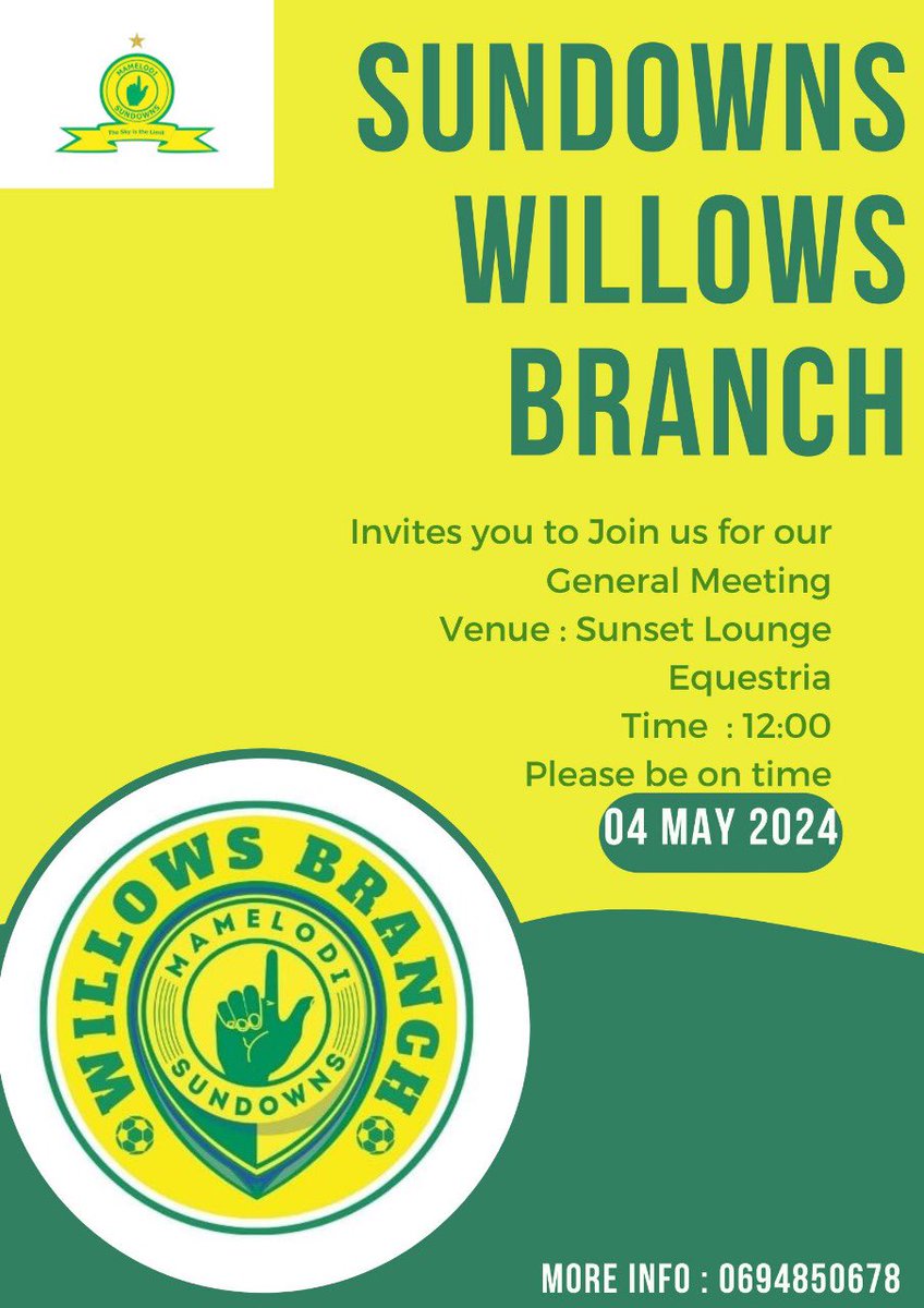 #MamelodiSundownsWillowsBranch 
#MamelodiSundowns 
#WillowsBranch 
👆👆👆👆👆👆👆