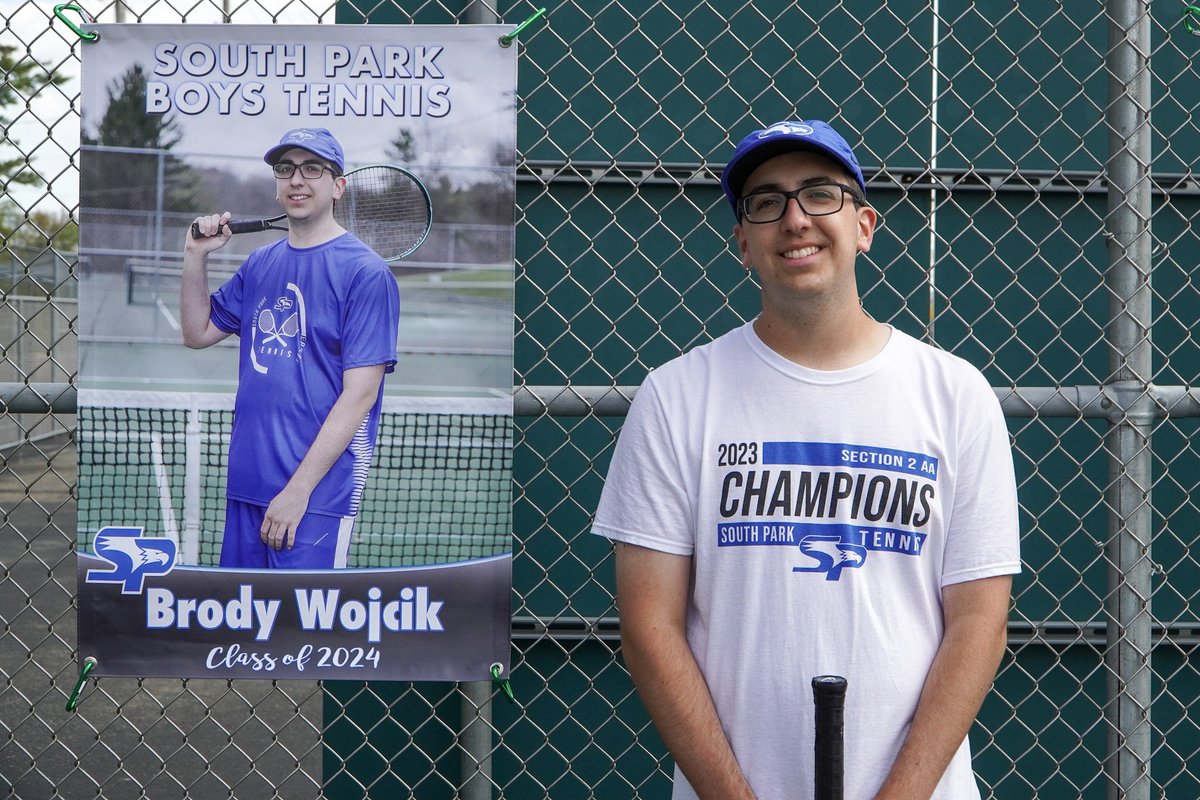 The boys' tennis team recently celebrated their seniors during a Blue &amp; White match for all players! Thank you to Brody Wojcik and Cam Loveland for your leadership and efforts! We also wish the team luck today in the first round of the WPIAL team tennis tournament.  #SPsoars