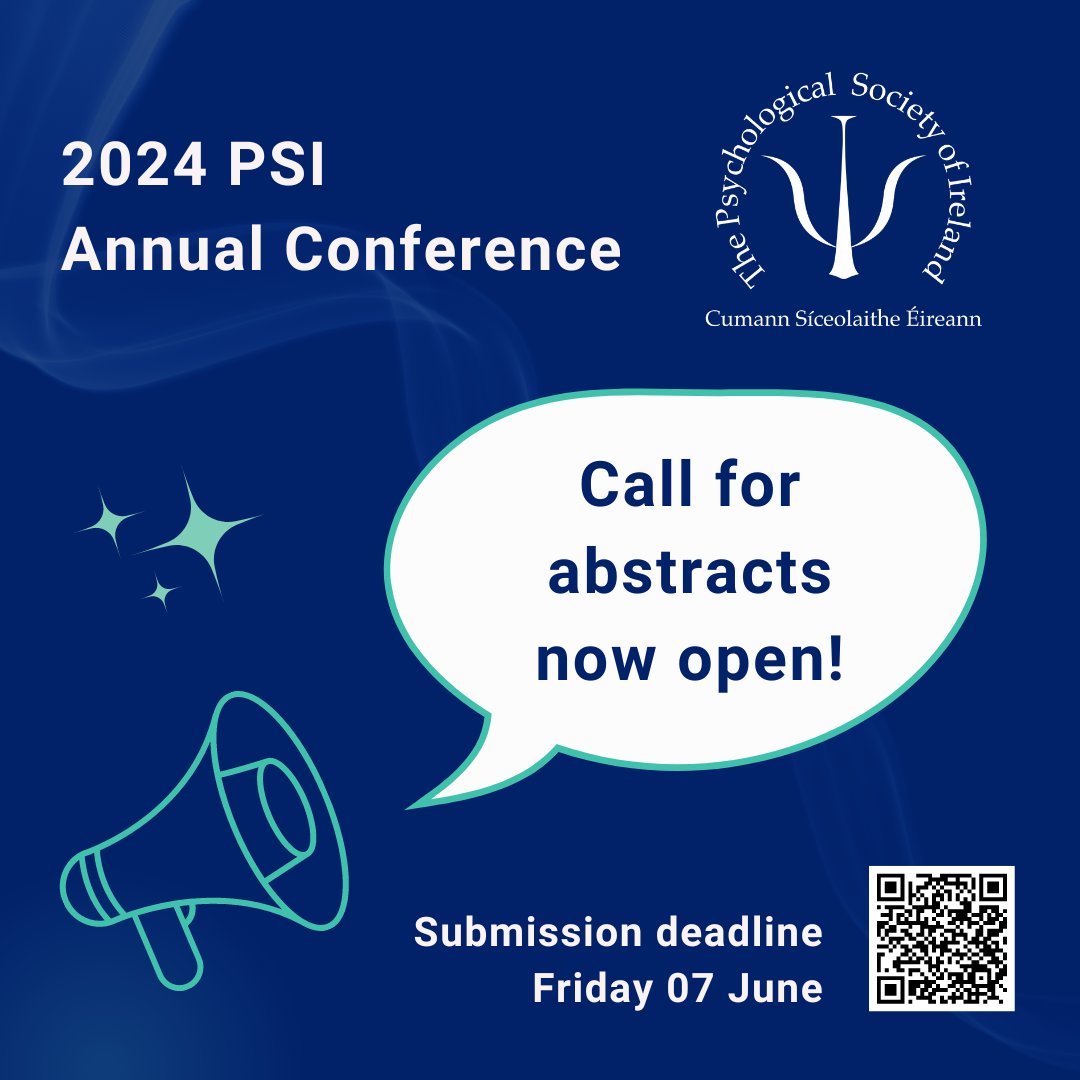 Call for abstracts portal now open for this year's PSI Annual Conference! Final day to make a submission is Friday 07 June 2024. See bit.ly/PSIConf to submit an abstract & to find out more about #PSIConf24 #psychology #MyPSI