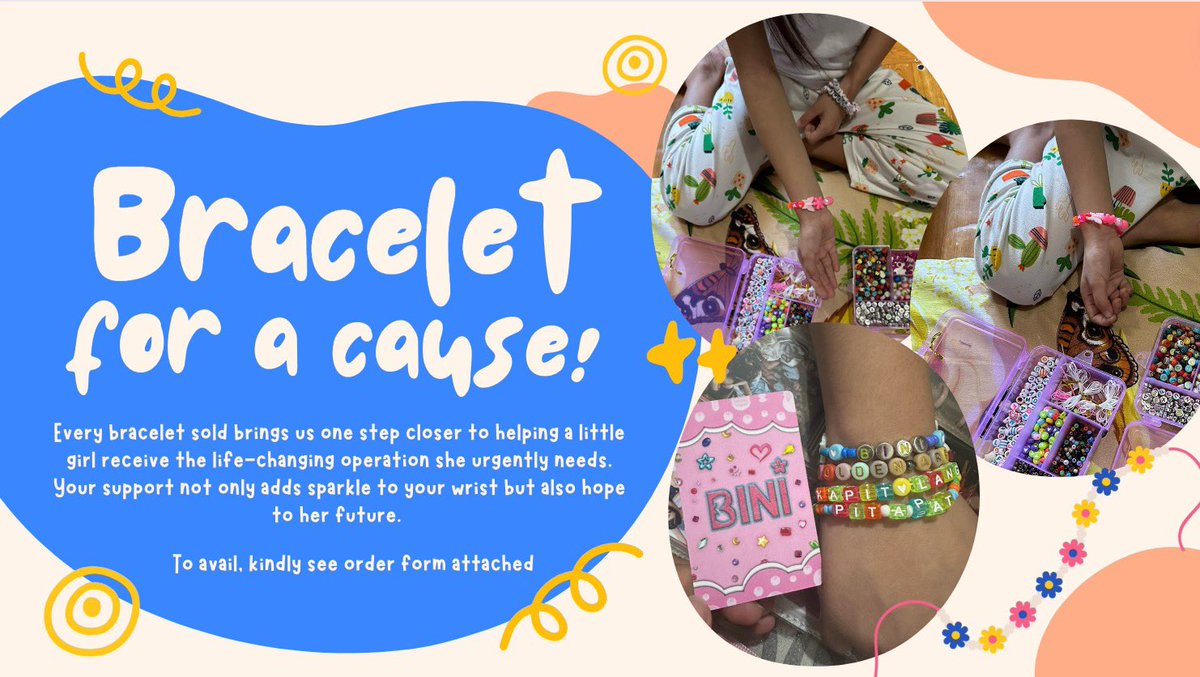 We're selling bracelets to help fund a life-changing operation for a little girl. Each bracelet you buy brings us closer to making a big difference in her life. To avail, kindly see order form attached: forms.gle/cwaF9eRwyowYcM…