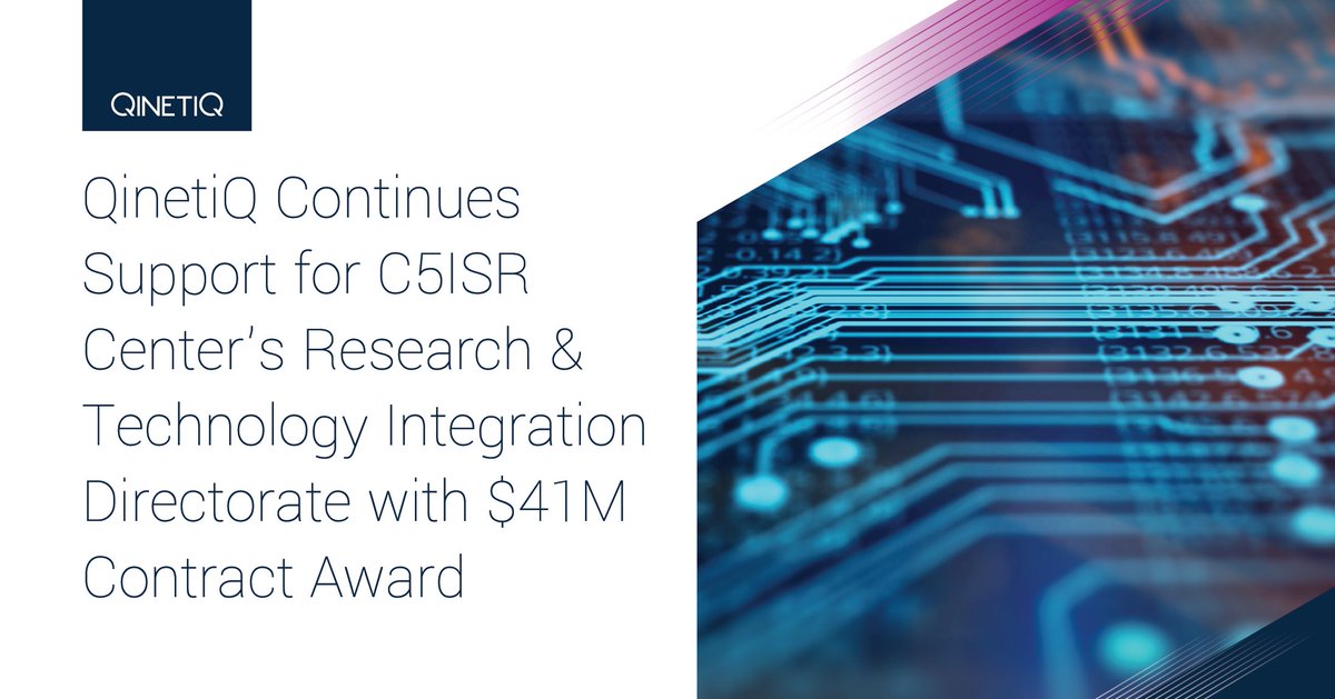 We're pleased to announce our continued support of the C5ISR's Research & Technology Integration Directorate with a $41M contract.

We will continue to leverage expertise in developing, demonstrating, and fielding advanced threat detection technologies.

shorturl.at/gnFXZ