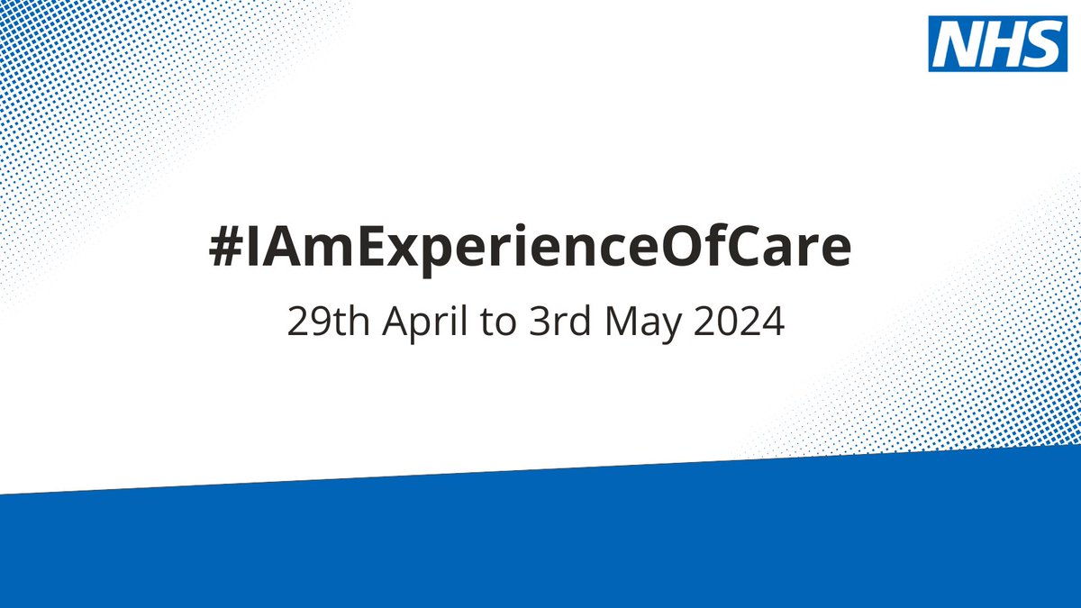 #IAmExperienceOfCare | Throughout this week, @NHSEngland are hosting a series of staff webinars, showcasing areas of best practice & recognising staff making changes for the better. More info: events.england.nhs.uk/experience-of-…