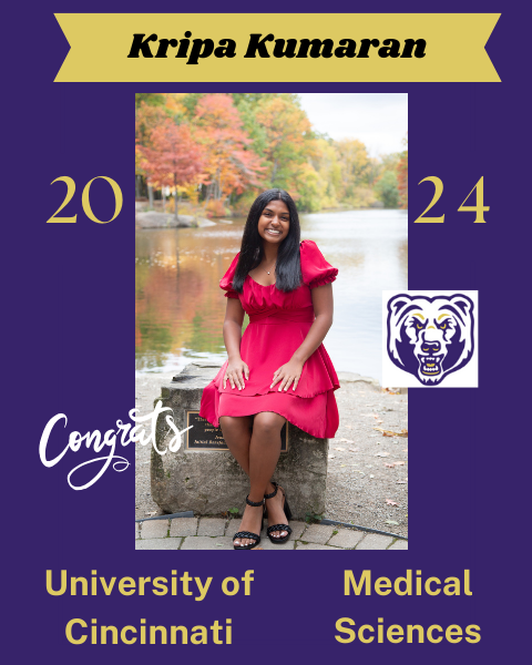 Congratulations Kripa on your acceptance to the University of Cincinnati!  #NRInspireGreat #AspireHigher #collegebound #medicalsciences