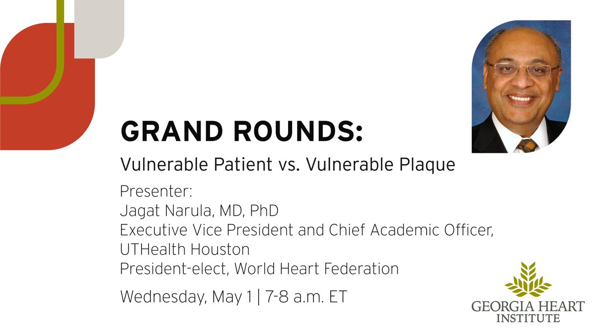 Join us on Wednesday, May 1st at 7am ET for our next Grand Rounds series with guest lecturer, Dr. Jagat Narula. Click the link and tune in LIVE! nghs.zoom.us/j/93202594793?… @LubbDup #CardioTwitter