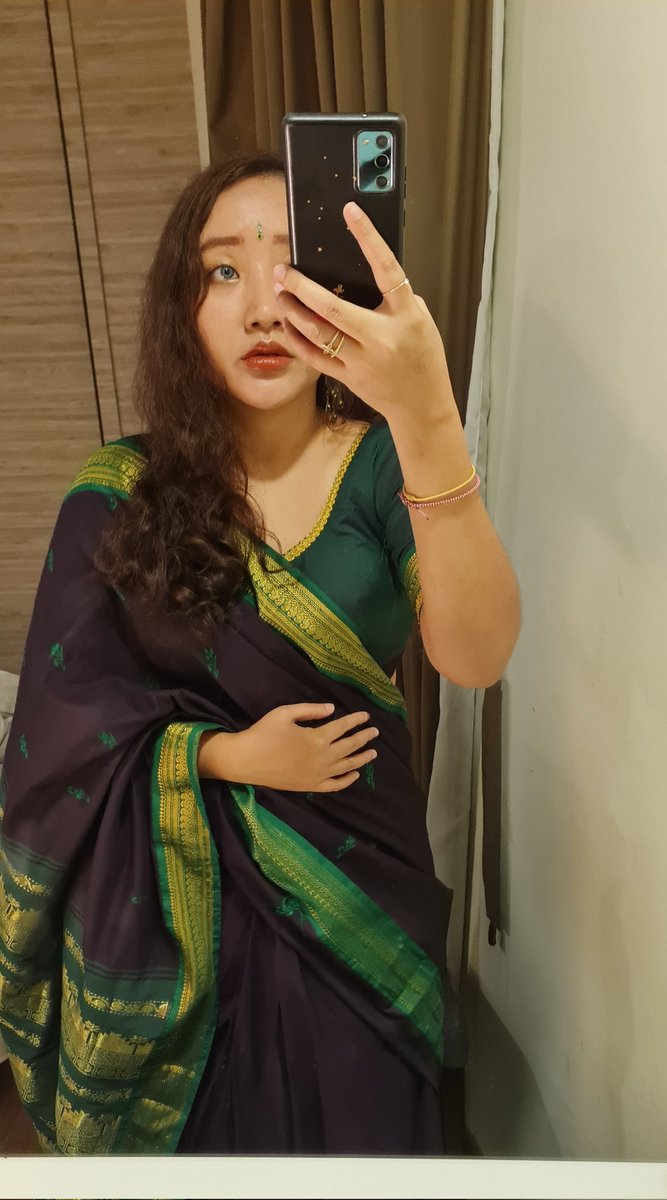 My first saree with my favourite colour. 💚💚💚