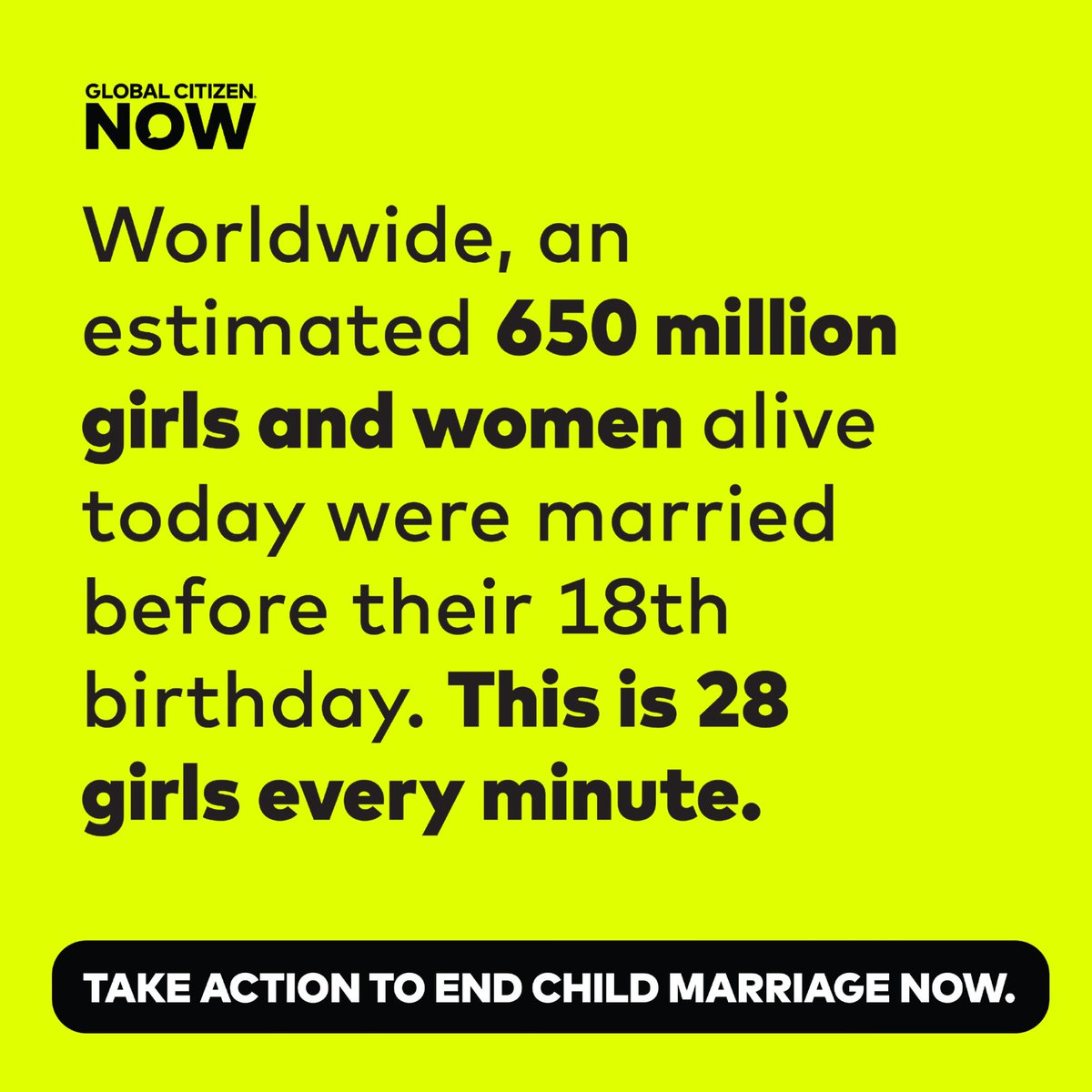 This week, at #GlobalCitizenNOW, we’ll sit down with survivors & policy experts to break down what needs to be done to #EndChildMarriage for good. Sign the petition to end child marriage in all states, so every child can have a future where they thrive. globalcitizen.org/en/action/end-…