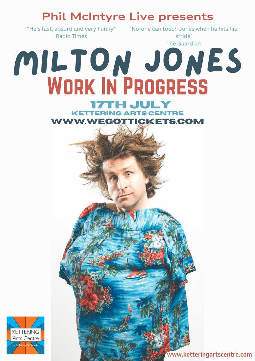 ONLY 20 TICKETS LEFT! GET YOURS NOW wegottickets.com/event/614852 @themiltonjones Work in Progress @Ketteringarts 17th July #lovelivecomedy #ketteringartscentre #community #livestandup #comedian #laughterisgoodforthesoul #whatsoninkettering #events2024 #ketteringarts #artscentre