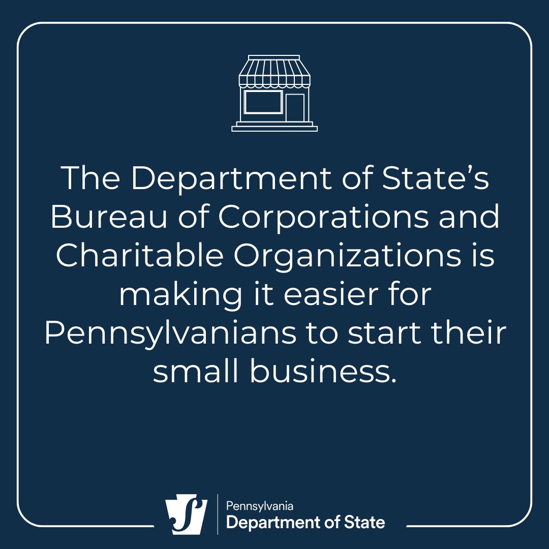 The Department of State’s Bureau of Corporations and Charitable Organizations is making it easier for Pennsylvanians to start their small business. Learn more in our 'Guide to Business Registration in PA': dos.pa.gov/BusinessCharit… #PASmallBiz24 #SmallBusinessWeek
