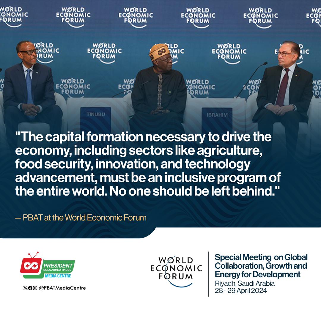 Powerful quoted words from PBAT's address at the ongoing World Economic Forum in Riyadh. A prepared President that means business 🙌 #PBATInSaudi