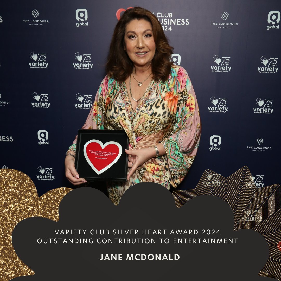 Last night at the #VarietyClubShowbusinessAwards, we were thrilled to honour @thejanemcdonald with the Variety Club Silver Heart Award 2024 for her contributions to entertainment. Thank you, Jane, for your unwavering support and boundless talent! 

📸@andybarnes.photos