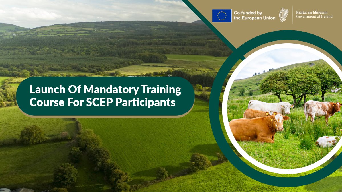 A mandatory online training course for Suckler Carbon Efficiency Programme (SCEP) participants has been launched today. Participants are required to complete the course by 15 November. Check out the training portal. 🔎sceptraining.ie 👉gov.ie/en/press-relea…