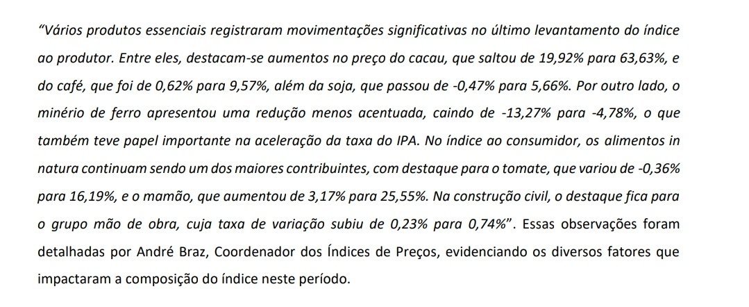 IPA MAR/24: -0,77%
IPA ABRIL/24: +0,29%

IPC MAR/24: +0,29%
IPC ABRIL/24: 0,32% 

INCC MAR/24: +0,24%
INCC ABRIL/24: +0,41% 

IGPM está acelerando em todas as frentes.