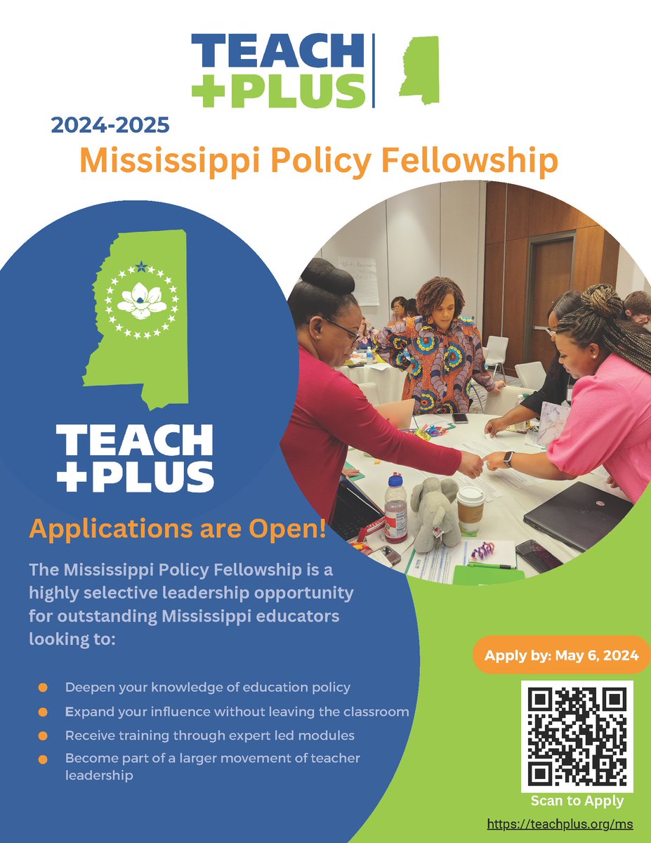 #MississippiEducators there is still time to apply for our Policy Fellowship! No policy experience required. You can take part in shaping educational policy that directly impacts your classroom. Find out more here: teachplus.org/regional_progr… #CrootinSeason #TeachPlusMS