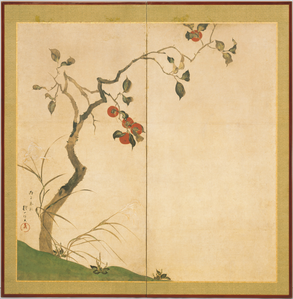 The original folding screen painting is by Sakai Hoitsu and it is housed at the Metropolitan Museum of Art. His works are elegant and have elements that resonate with Art Nouveau. This is all decorated with Japanese urushi lacquer, intricately handcrafted by skilled artisans.