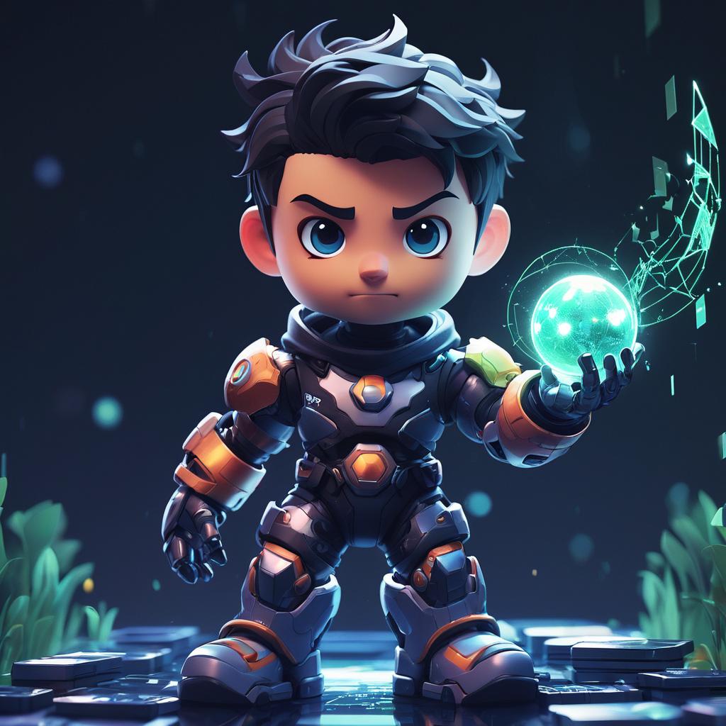 My character's concept is riveting a young hero donned in radiant armor, wielding a glowing sphere that symbolizes mastery over magic or technology. With his confident stride and resilient aura, he's poised to captivate players and enrich the #MyPixelverse game dashboard!