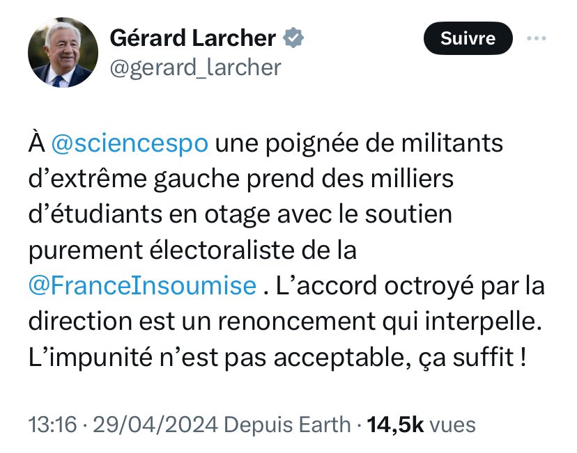 C’est terrible mais il y a pire, comme par exemple Gérard Larcher qui prend en otages des milliers d’euros du contribuable pour payer les deux chefs étoilés qui lui préparent des tupperwares pour le week-end avec le gibier qu’il a chassé la semaine au lieu de travailler Parasite