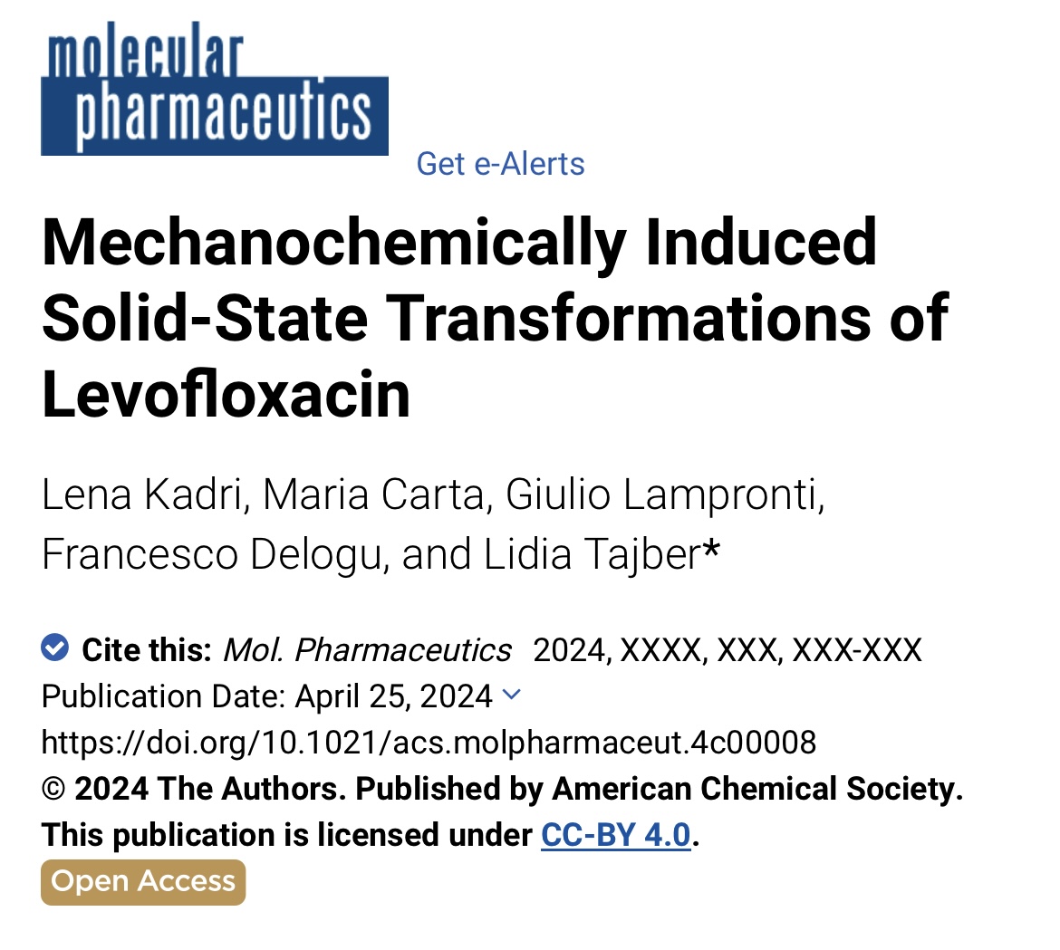 Enjoy the read! Thank you. pubs.acs.org/doi/10.1021/ac… #mechanochemistry #levofloxacin #sustainability #greenchemistry #research #tcd #SSPC