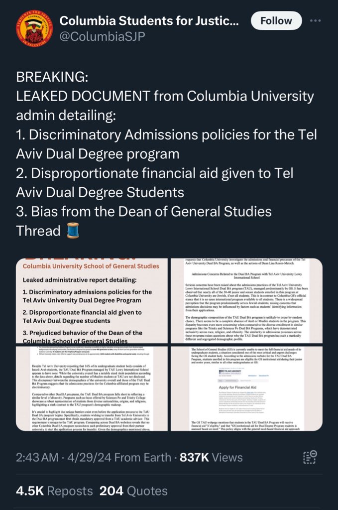 Columbia Students for Justice in Palestine are trying to paint the partnership with Tel Aviv U as discriminatory because “it has been observed that nearly all of the 30-40 junior and senior students enrolled in this program at Columbia University are Jewish.” It is getting…