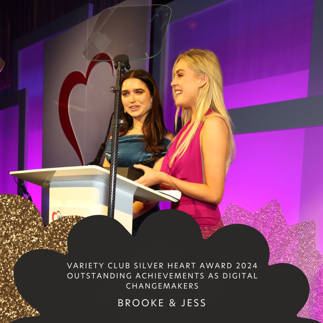 💻 Brooke & Jess, your innovative digital initiatives are changing lives for the better. Congratulations on receiving the Variety Club Silver Heart Award 2024 for your Outstanding Achievements. #VarietyClubShowbusinessAwards 📸@andybarnes.photos