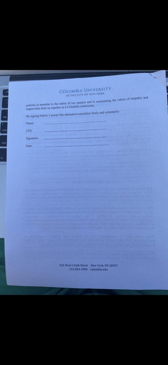 ACTION ALERT: 
- Columbia University admin threatens MASS SUSPENSIONS and DISCIPLINARY PROBATION (until June 2025) to Gaza Solidarity Encampment participants who don’t leave by 2 PM. 
- Do not sign anything with administration. 
- Show up at NOON to protect the encampment! ❤️‍🔥