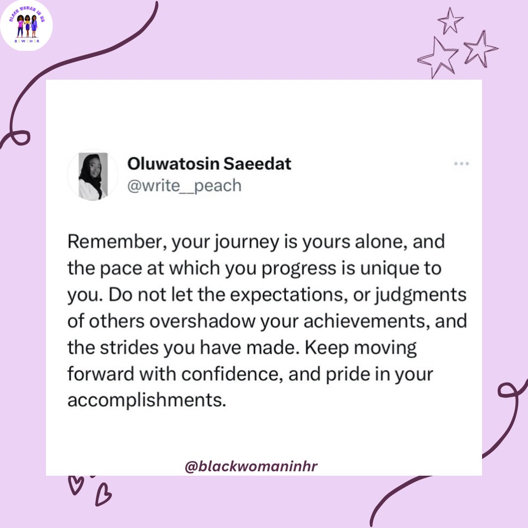Take pride in who you’ve become, take pride in what you aspire to be 💜
Be your own cheerleader.

#blackwomaninhr
#womenofcolor
#personalmotivation 
#powerfulwomen 
#diversity
#inclusion
#equality