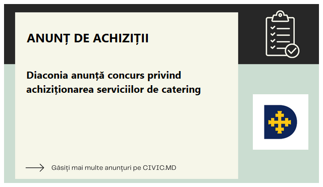 📣 Misiunea Socială Diaconia announces a competition for the procurement of catering services. Join this wonderful opportunity to contribute to our efforts in making a difference. #SocialMission #Diaconia #CateringServices

Link: civic.md/anunturi/achiz…

#tender #achizitii #Dia…