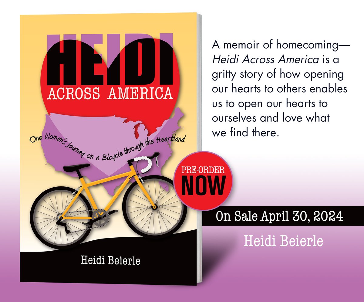 Available for pre-order! HEIDI ACROSS AMERICA: ONE WOMAN'S JOURNEY ON A BICYCLE THROUGH THE HEARTLAND: bit.ly/409mAde #bicycle #memoir