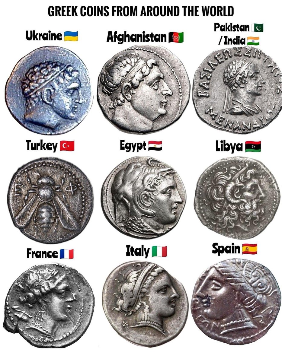 Greek coinage system promoted the development of financial institutions and market exchange in the ancient Mediterranean/Black Sea and Hellenistic East. 

Picture: Various coins of Greek city-states, colonies or Hellenistic Kingdoms in the modern countries.
1)Silver tetradrachm…