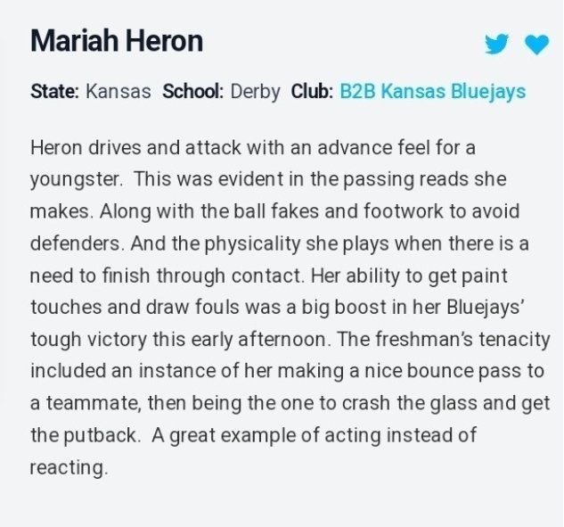 Mariah Heron (@mariahheron) on Twitter photo Had a great time at the #PGHBattleInTheBigFriendly tournament this weekend! Thanks for assessment <a href="/coachjvick1/">Coachjvick (new)</a>
<a href="/PGHOklahoma/">Prep Girls Hoops Oklahoma</a>
<a href="/PGHKansas/">Prep Girls Hoops Kansas</a>
<a href="/PrepGirlsHoops/">Prep Girls Hoops π</a>
<a href="/KBluejays/">KS BLUEJAYS *B2B ELITE* ππ«</a> Had a great time at the #PGHBattleInTheBigFriendly tournament this weekend! Thanks for assessment <a href="/coachjvick1/">Coachjvick (new)</a>
<a href="/PGHOklahoma/">Prep Girls Hoops Oklahoma</a>
<a href="/PGHKansas/">Prep Girls Hoops Kansas</a>
<a href="/PrepGirlsHoops/">Prep Girls Hoops π</a>
<a href="/KBluejays/">KS BLUEJAYS *B2B ELITE* ππ«</a>