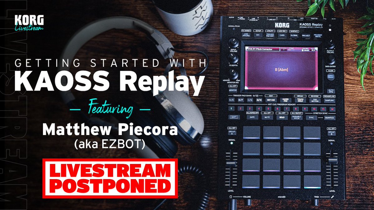 We are sorry, but due to our host feeling a bit under the weather, the KAOSS Replay Livestream will be postponed to a new date. More info to come! We would hate for anyone to present while feeling anything less than perfect. We thank you for your understanding.
