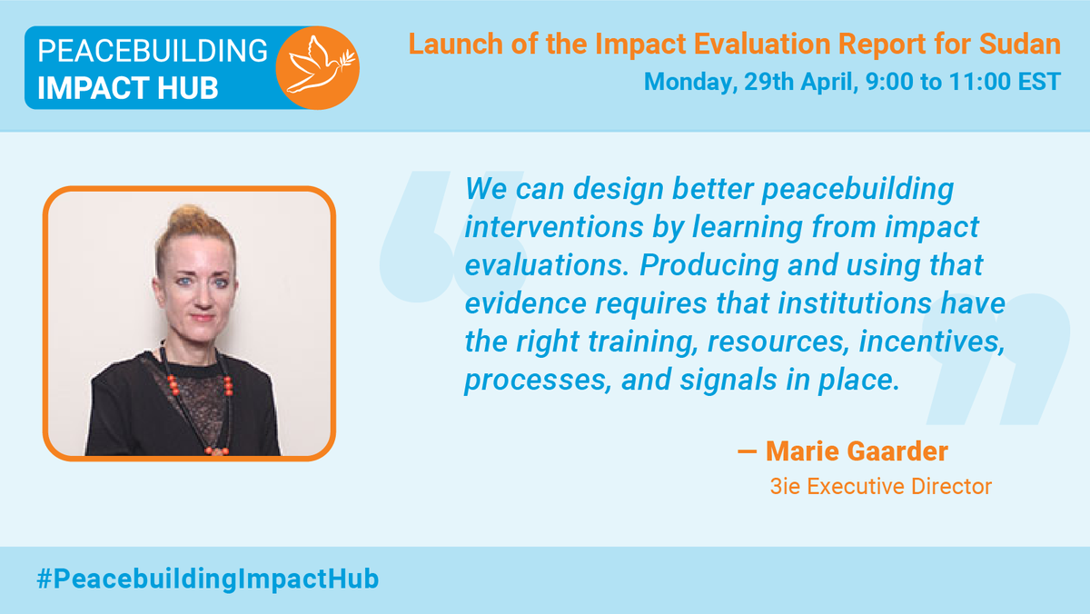 📢 #HappeningNow Launch of the report: An impact evaluation of a project in East Darfur, Sudan Read the full report here: bit.ly/SudanImpact #PeacebuildingImpactHub