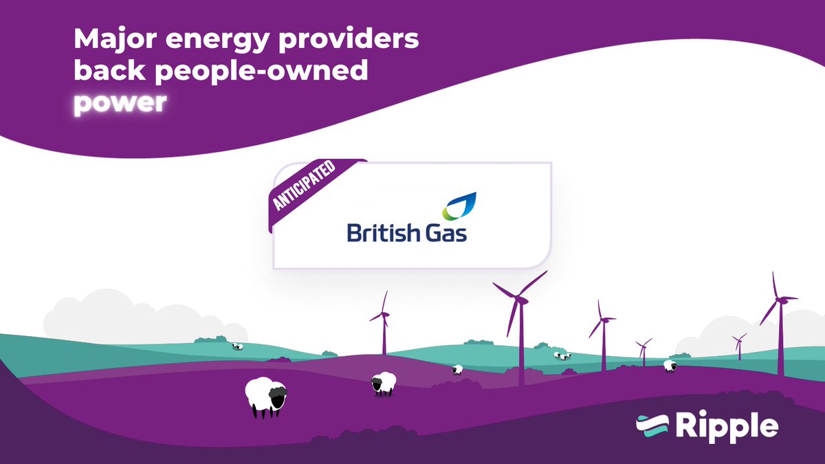 Big news! @BritishGas is ready to join Ripple Energy as an anticipated energy supplier, just in time for what's set to be the UK's biggest people-owned wind farm, Whitelaw Brae. @BritishGas customers who sign up to Ripple will soon be able to own their own source of clean power…