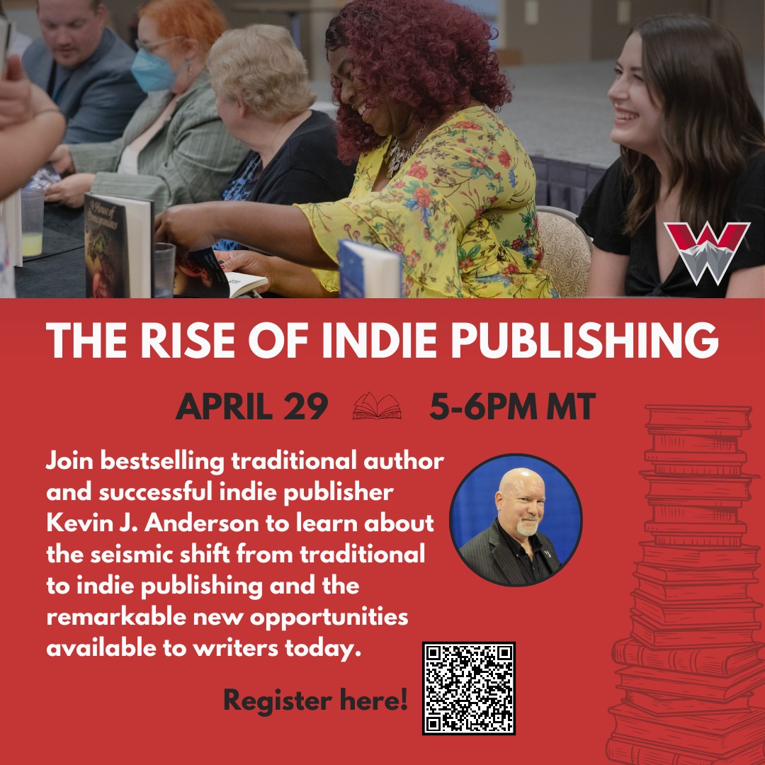 Last chance to sign up for my FREE Master Class on the Rise of Indie Publishing for Western Colorado University. This afternoon at 5 PM Mountain Time (7 PM EST). Register at western.zoom.us/meeting/regist…