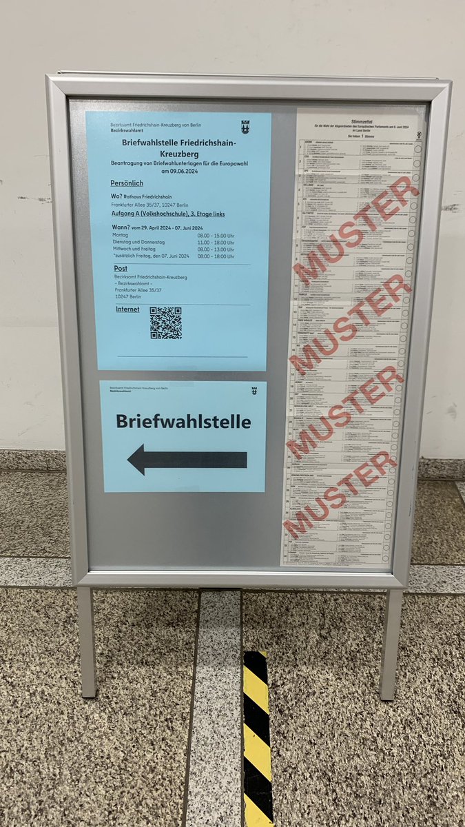 Im Rathaus Friedrichshain ist ab heute die Briefwahlstelle geöffnet. berlin.de/ba-friedrichsh… #Xhain #Europawahl